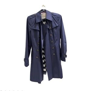 Banana Republic Trench Coat Navy Blue medium, toirtoise details NWOT